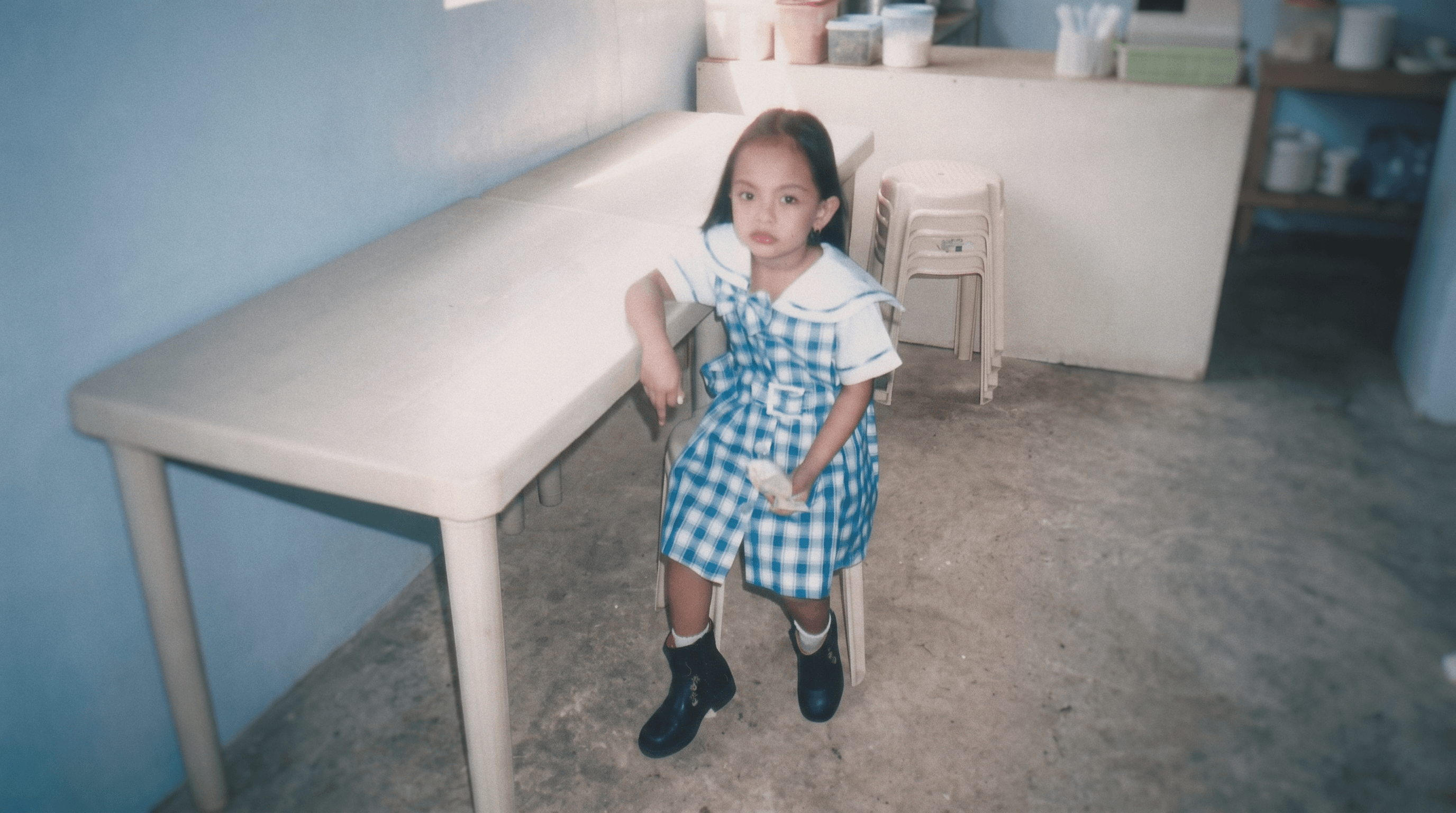 Me as a child, in school uniform