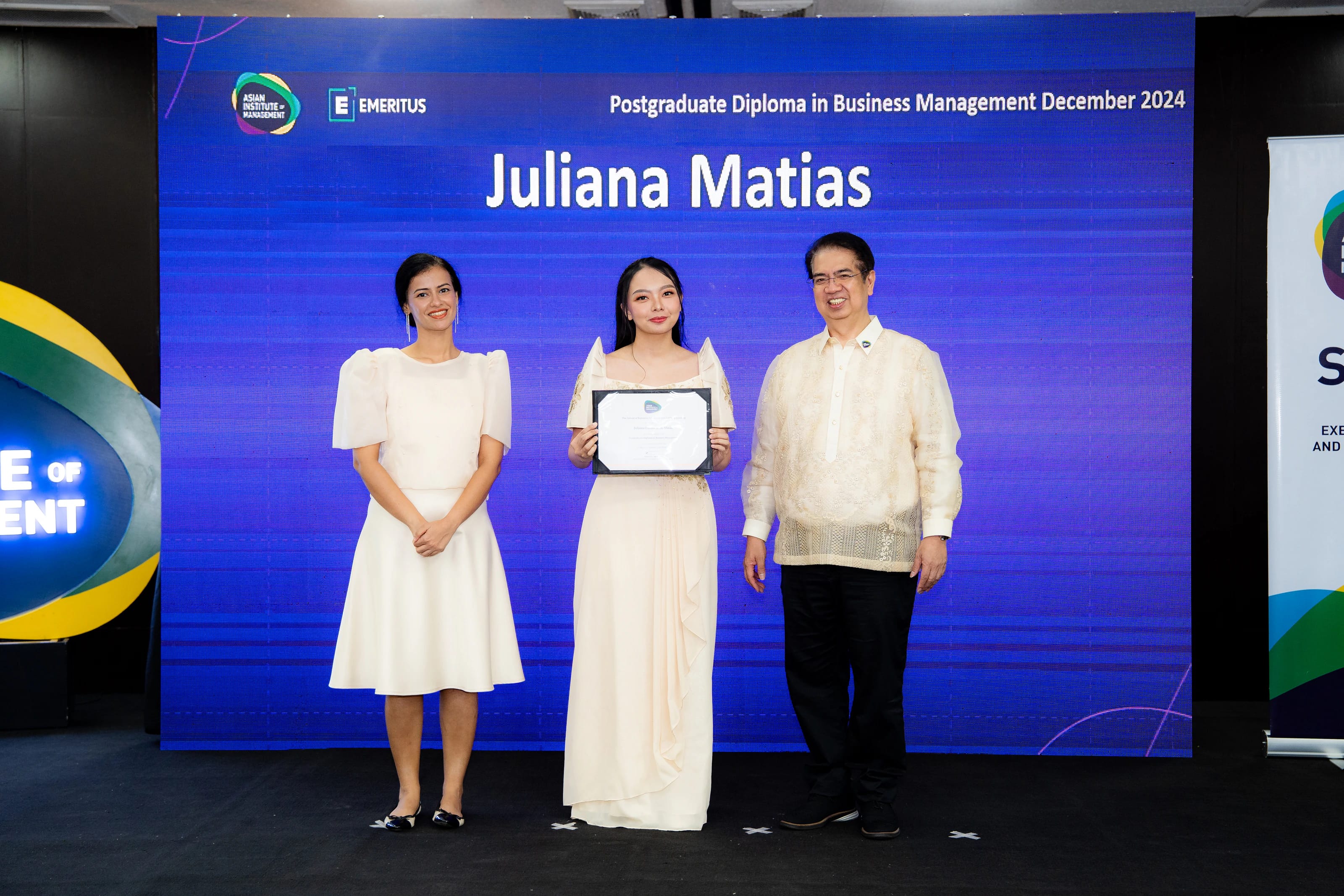 Receiving the Asian Institute of Management postgraduate diploma in business management